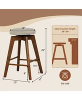 Sugift 24 Inch Set of 2 Swivel Bar Stools Height Chairs with Rubber Wood Legs