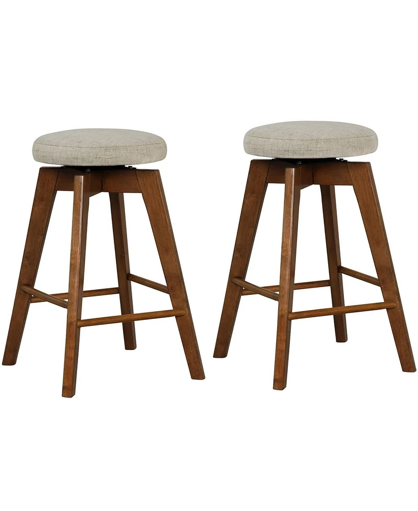 Sugift 24 Inch Set of 2 Swivel Bar Stools Bar Height Chairs with Rubber Wood Legs