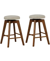 Sugift 24 Inch Set of 2 Swivel Bar Stools Bar Height Chairs with Rubber Wood Legs