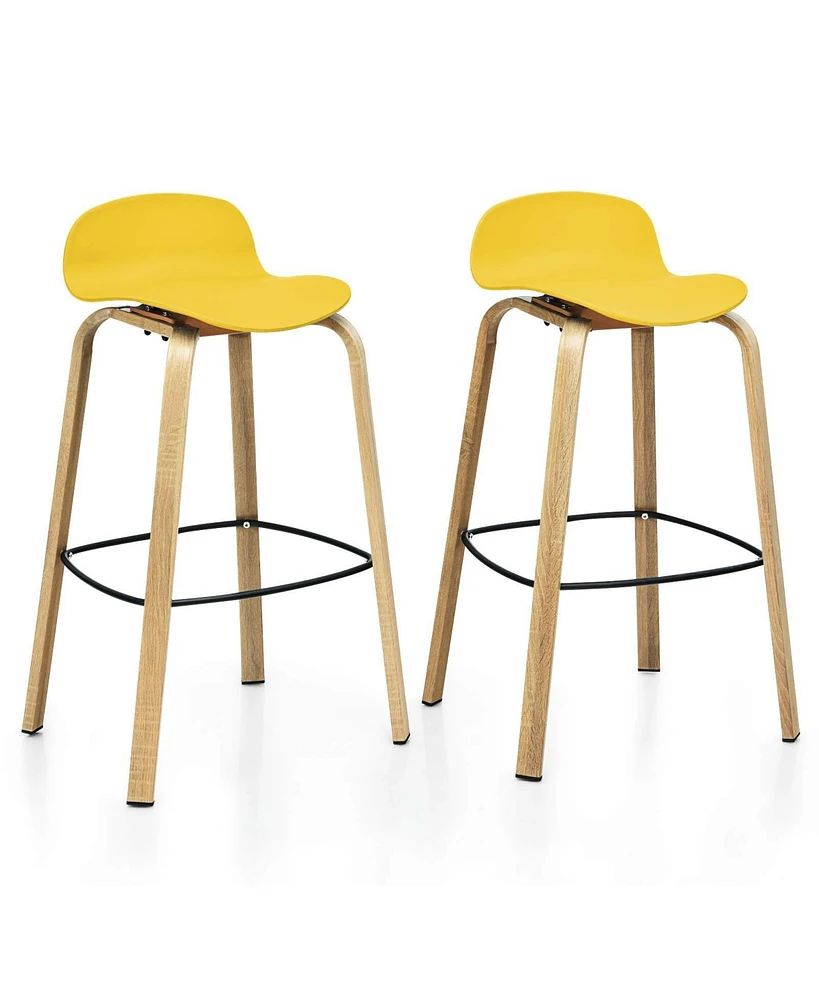 Sugift Set of 2 Modern Barstools Pub Chairs with Low Back and Metal Legs