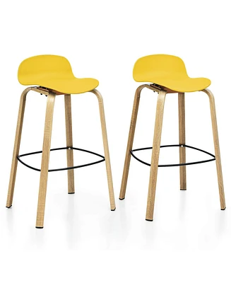 Sugift Set of 2 Modern Barstools Pub Chairs with Low Back and Metal Legs