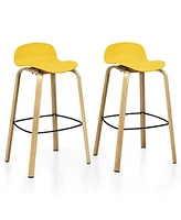 Sugift Set of 2 Modern Barstools Pub Chairs with Low Back and Metal Legs