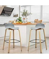 Sugift Set of 2 Modern Barstools Pub Chairs with Low Back and Metal Legs