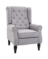 Homcom Button-Tufted Accent Chair with High Wingback, Rounded Cushioned Armrests