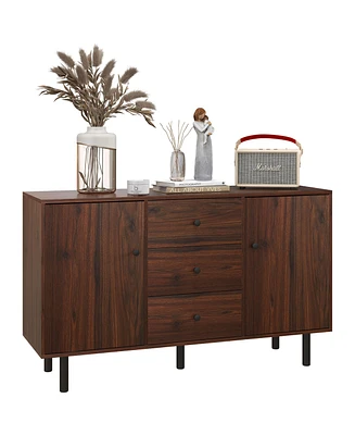 Homcom Retro Sideboard with 2 Cabinets 3 Drawers, Buffet Table