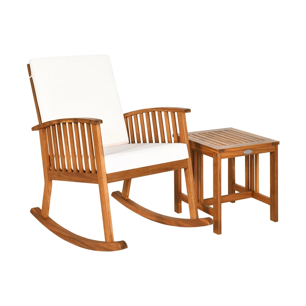 Sugift 2 Pieces Acacia Wood Patio Rocking Chair Table Set