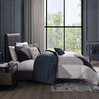 Bebejan Geo Fusion Bedding 200 Thread Count 100% Cotton Sateen 5 Piece Reversible King Comforter Set