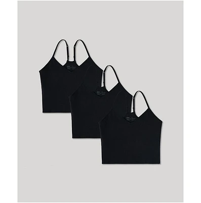 Pact Women's Organic Cotton Everyday Shelf Bra Cropped Camisole 3-Pack