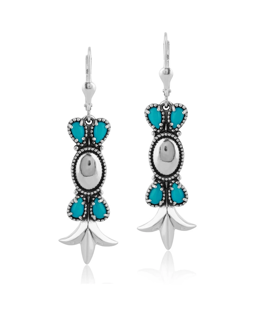 American West Jewelry Genuine Gemstone Sterling Silver Lever Back Earrings