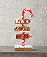 Holiday Lane Christmas Cheer Red and White Candy Cane Sign Tabletop Decor, Created for Macy's