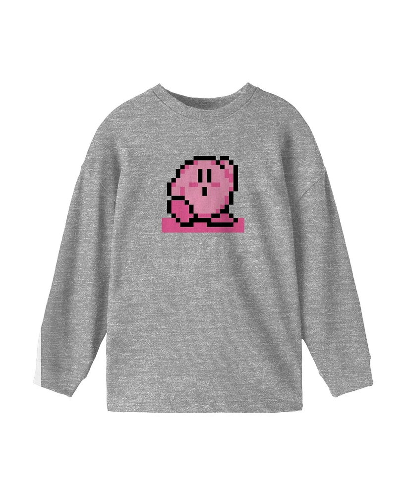 Kirby Boys Pixel Athletic Heather Long Sleeve Shirt