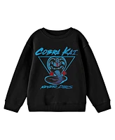 Cobra Kai Boys Never Dies Crew Neck Long Sleeve Black Youth Tee