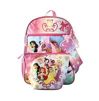 Disney Princesses Backpack With Lunch box set for kids 6 Piece