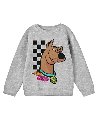 Scooby Doo Boys Checkered Background Heather Grey long Sleeve Shirt