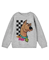 Scooby Doo Boys Checkered Background Heather Grey long Sleeve Shirt