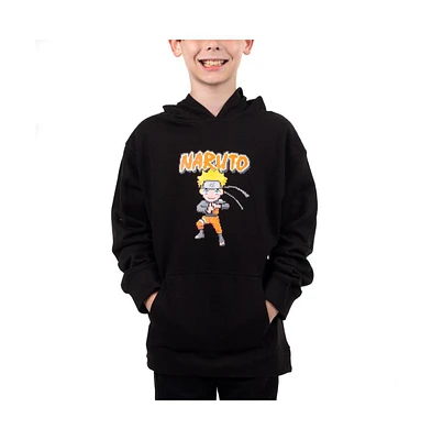 Naruto Boys Anime Cartoon Youth Black Hooded Sweatshirt