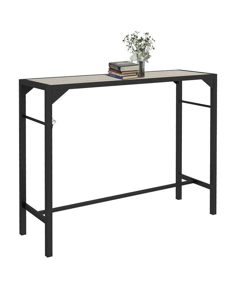 Outsunny 47" Outdoor Bar Table with Built-In Bottle Opener, Steel Frame