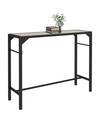 Outsunny 47" Outdoor Bar Table with Built-In Bottle Opener, Steel Frame