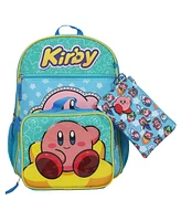 Kirby 5-Piece Set: 16" Backpack, Lunchbox, Utility Case, Rubber Keychain, and Carabiner