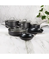 BergHOFF Essentials 5Pc Non-stick Hard Anodized Cookware Set For Two With Glass lid, Black