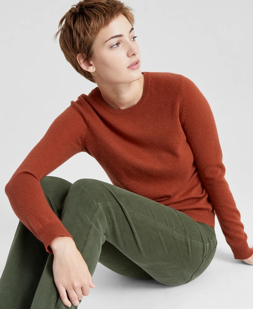 Charter Club 100% Cashmere Women's Long-Sleeve Crewneck Sweater, Regular & Petites, Created for Macy's