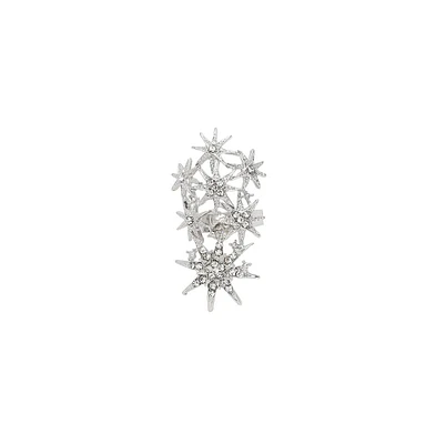 Sohi Women's Silver Celestrial Cocktail Ring