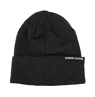 Demon Slayer Men's Character Embroidered Plain Black Cuffed Knitted Winter beanie Hat