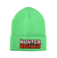 Hunter x Hunter Men's Anime Embroidered Logo Patch Neon Green Knitted Beanie Hat