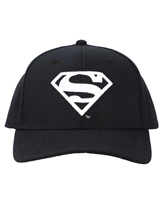 Dc Comics Men's Superman White Logo Black Snapback Hat