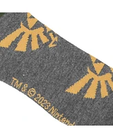 The Legend of Zelda Men's Legend of Zelda Triforce Icon on Olive and Gray Casual Crew Socks