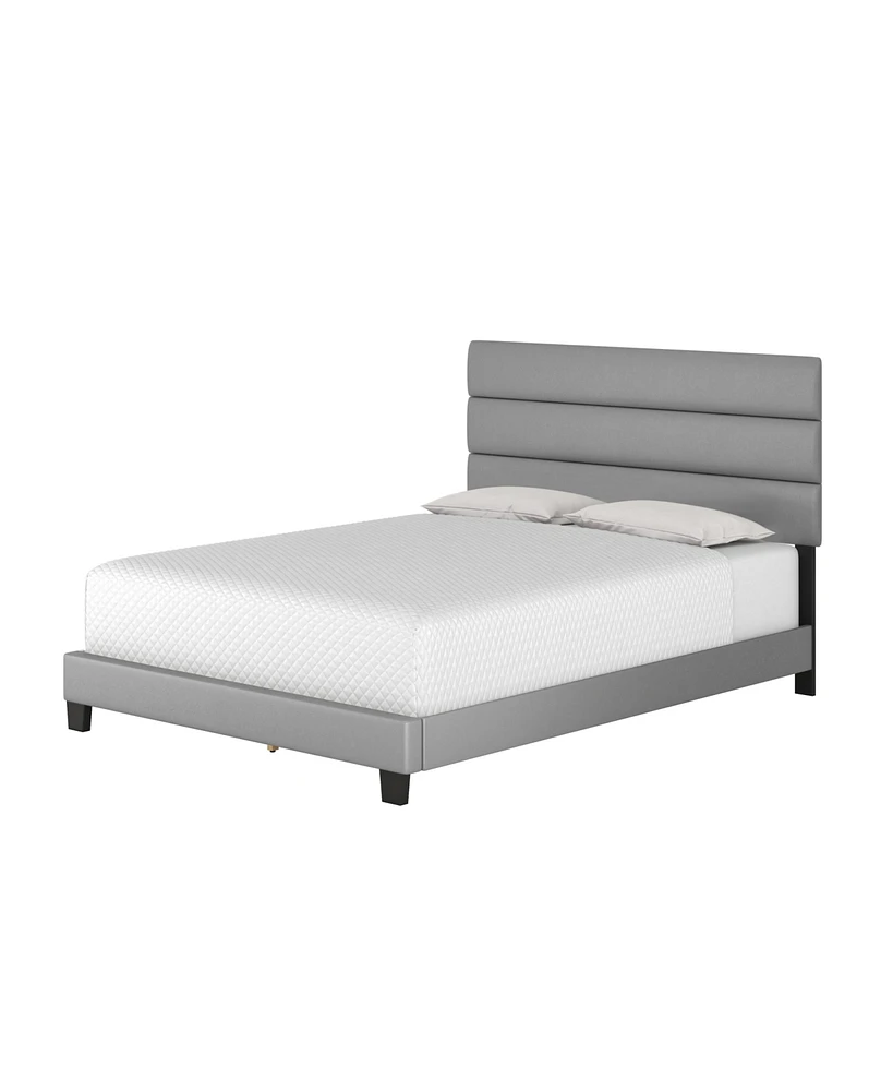 Boyd Sleep Piedmont Upholstered Tri Panel Channel Headboard Platform Bed Frame, Twin