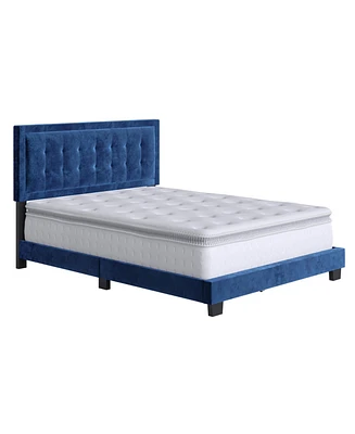 Pisa Velvet Upholstered Platform Bed Frame with Adjustable Headboard - Boyd Sleep