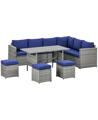 Outsunny Wicker Furniture Set, Sectional Sofa w/ Loveseats & Chairs