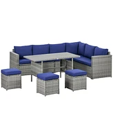 Outsunny Wicker Furniture Set, Sectional Sofa w/ Loveseats & Chairs