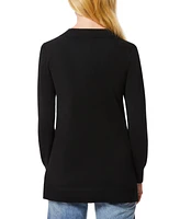 Melissa Paige Women's Ribbed Seamed Long-Sleeve High-Low-Hem V-Neck Sweater