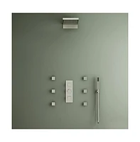 Mondawe 22" Wall Mounted Thermostatic Luxury Shower System Set with Handheld Spray & 6 Body Jets, Brushed Gold