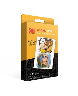 Kodak Premium Pre-Cut Sticker Zink Photo Paper 2x3" (30 Sheets)