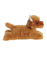 Aurora Small Highland Cow Mini Flopsie Adorable Plush Toy Brown 8"