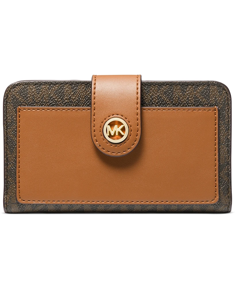 Michael Kors Charm Logo Medium Tab Pocket Bifold Wallet