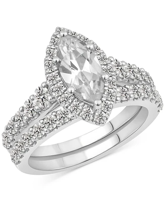 Gia Certified Diamond Marquise & Round Halo Bridal Set (2-1/4 ct. t.w.) in 14k White Gold