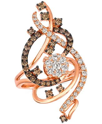 Le Vian Crazy Collection Chocolate Diamond & Nude Swirl Statement Ring (1-1/2 ct. t.w.) 14k Rose Gold