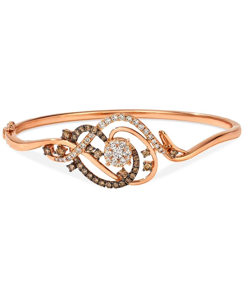 Le Vian Crazy Collection Chocolate Diamond & Nude Diamond Bangle Bracelet (1-1/2 ct. t.w.) in 14k Rose Gold