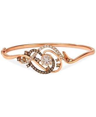 Le Vian Crazy Collection Chocolate Diamond & Nude Diamond Bangle Bracelet (1-1/2 ct. t.w.) in 14k Rose Gold