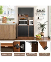 Sugift 71 Inch Kitchen Pantry with 3 Storage Cabinet and 3 Deep Drawers