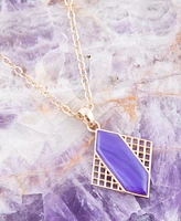 Barse Abstract Genuine Purple Agate Kite Pendant Necklace