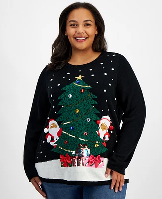 Holiday Lane Plus Mr. & Mrs. Claus Sweater, Created for Macy's