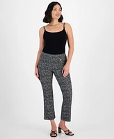 I.n.c. International Concepts Petite Mid Rise Mini-Bootcut Jacquard Pants, Created for Macy's