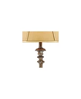Rustic French Country Traditional Style Floor Lamp Standing 62" Tall Faux Wood Antique Candlestick Beige Silk Fabric Bell Shade Decor for Living Room