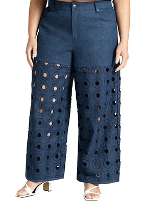 Eloquii Women's Circular Cutout Denim Pant