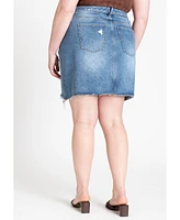 Eloquii Women's Distressed Denim Mini Skirt